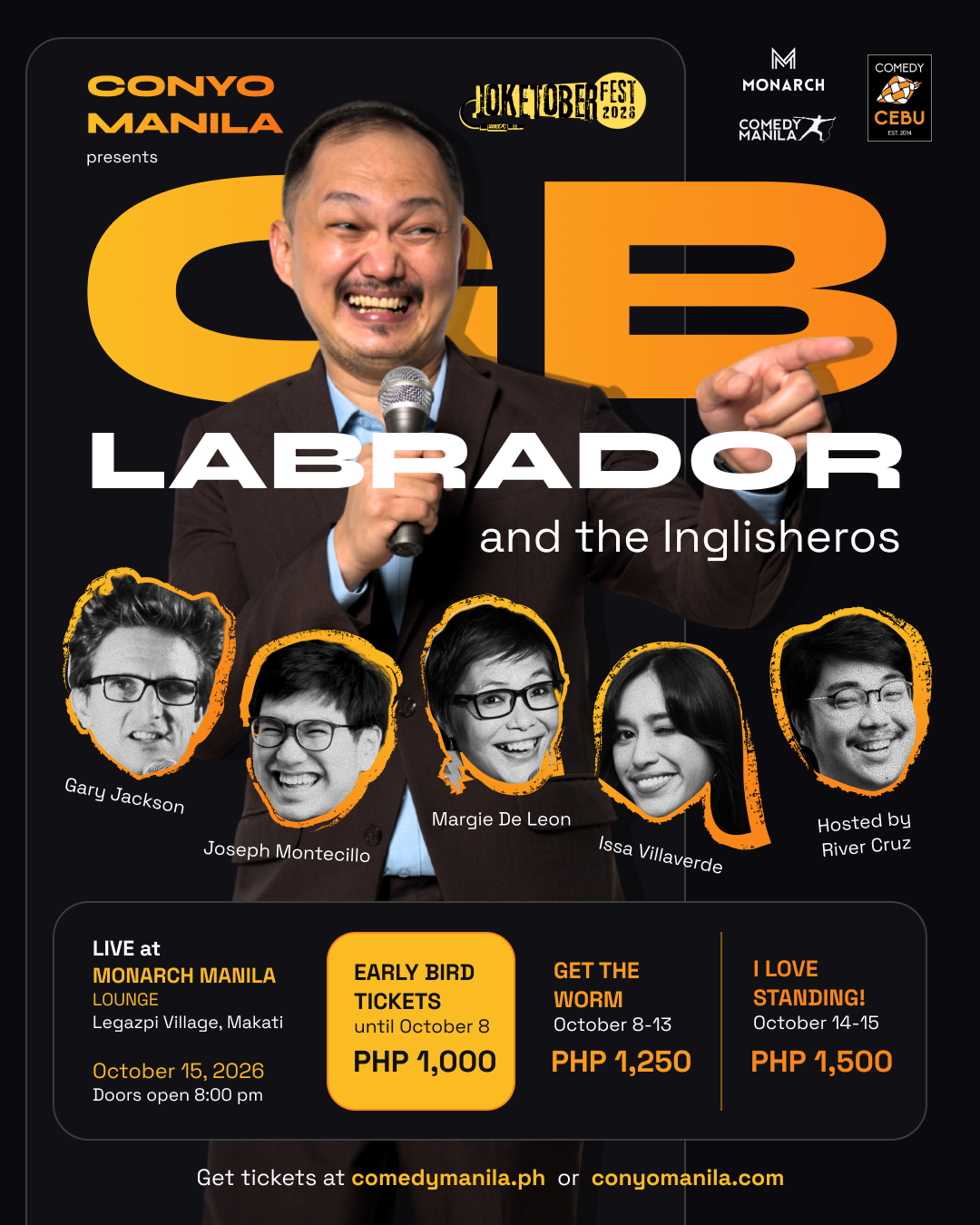 Joketober Fest 2026 — GB Labrador and the Inglisheros, live at Monarch Manila Lounge, October 15, 2026
